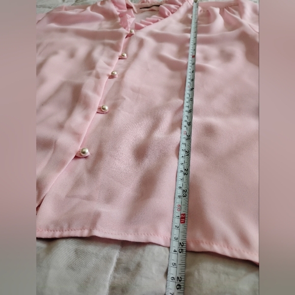 Vintage Ballerina Pink Women's Ruffled Sheer Top - Picture 4 of 6
